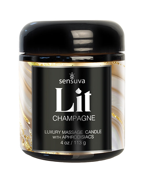 Sensuva Lit Champagne Luxury Massage Candle, 4 oz