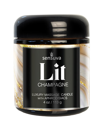 Sensuva Lit Champagne Luxury Massage Candle, 4 oz