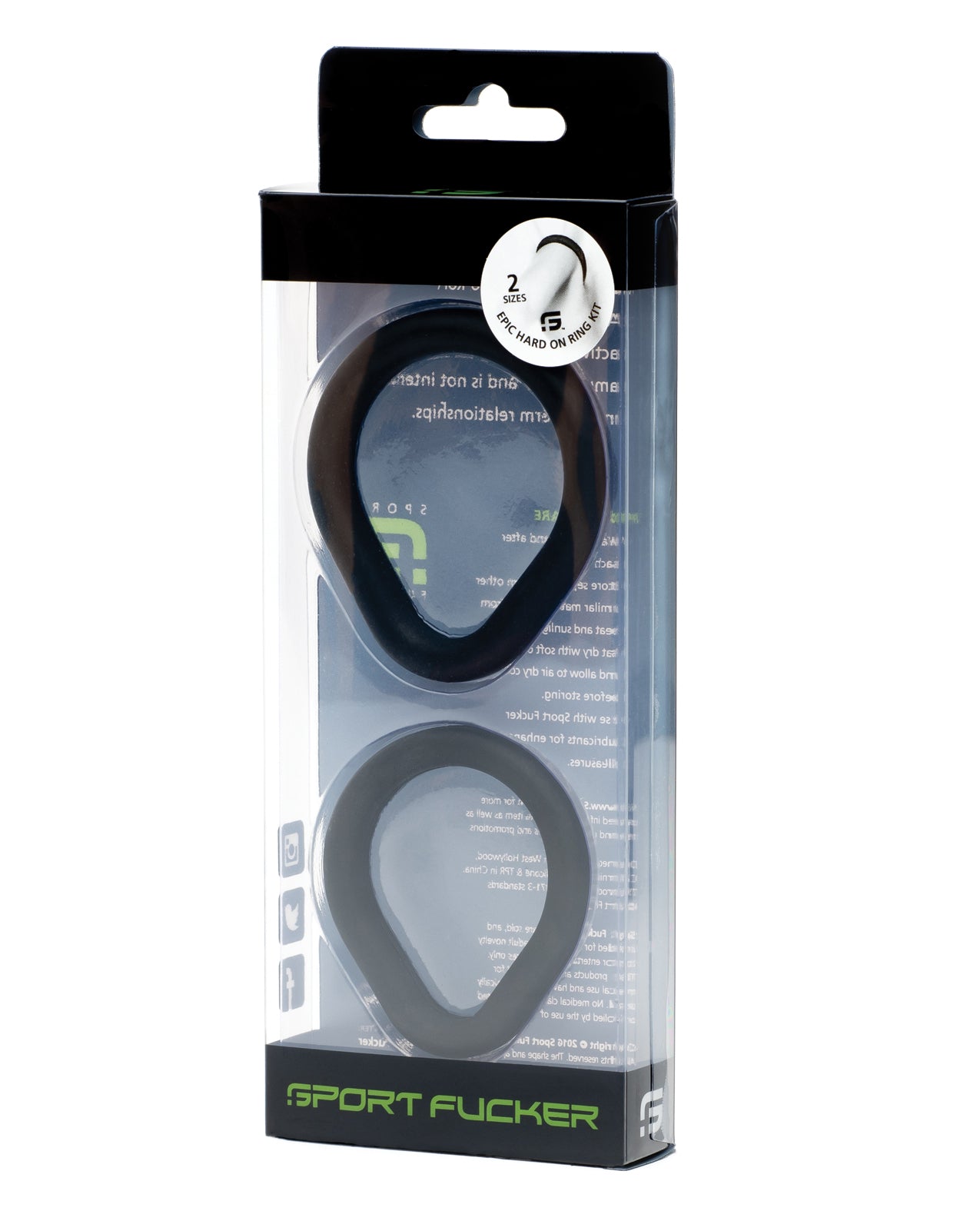 665, Inc 10808 Sport Fucker Epic Hard on Kit, Black Silicone, 2 Rings