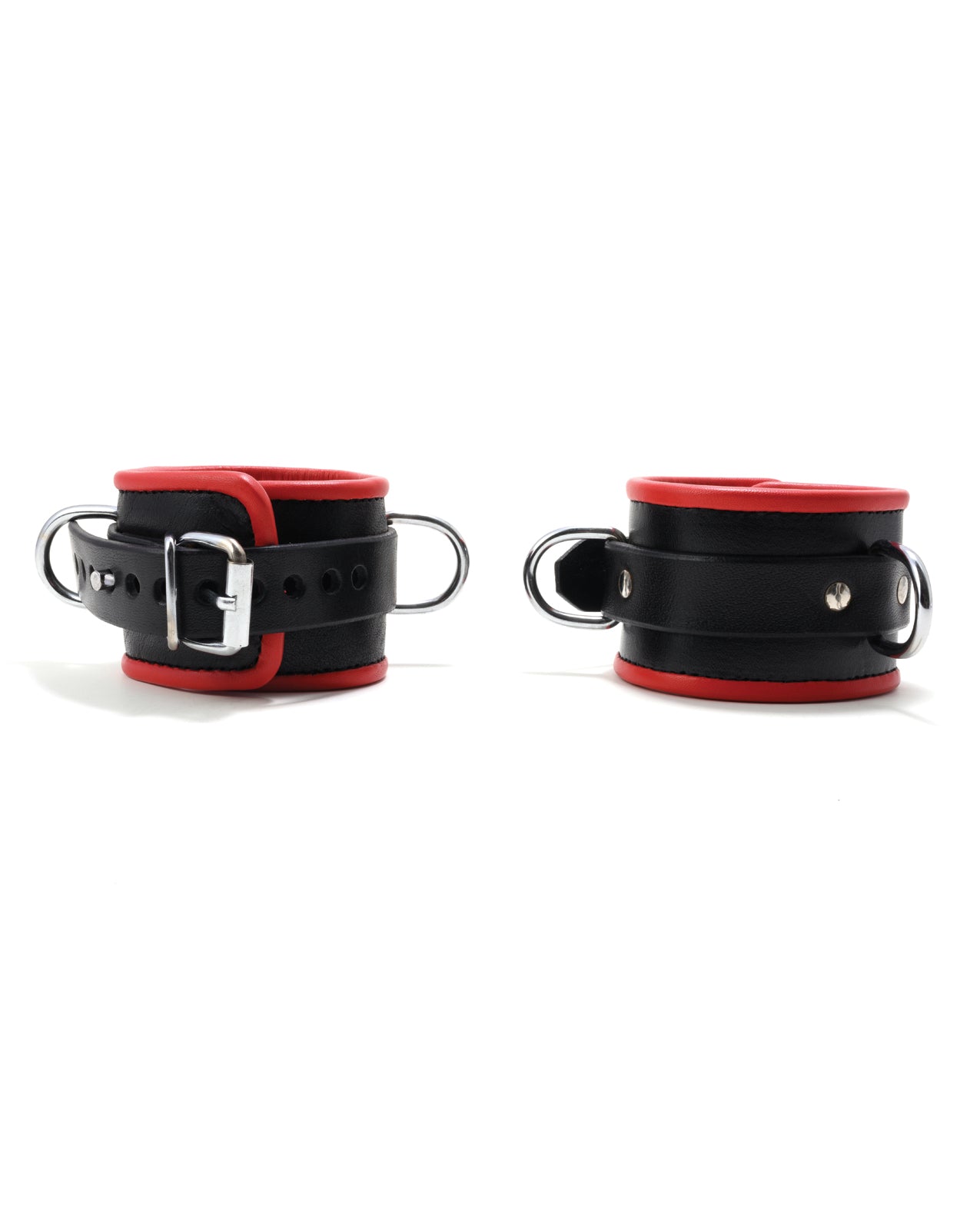 665 Inc. Padded Locking Wrist Restraints, Red – Premium Leather