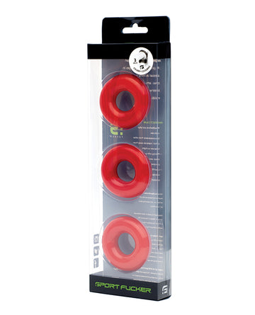 665, Inc 11370 Sport Fucker Chubby Cockring Pack of 3, Red, TPR