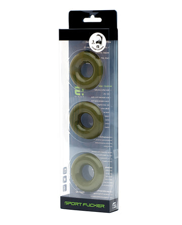 665, Inc 11371 Chubby Cockring Pack, 3-Piece, Army Green