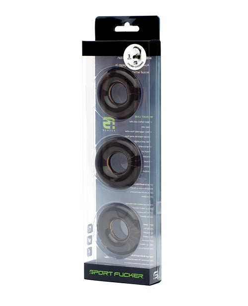 665, Inc. Sport Fucker Chubby Cockring Pack of 3, Smoke