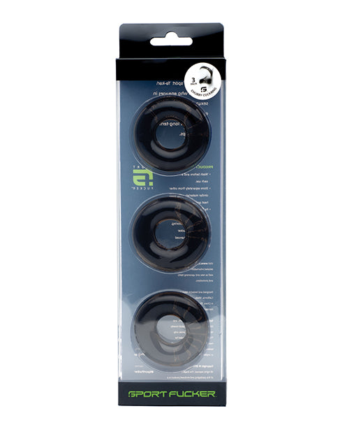 665, Inc. Sport Fucker Chubby Cockring Pack of 3, Smoke