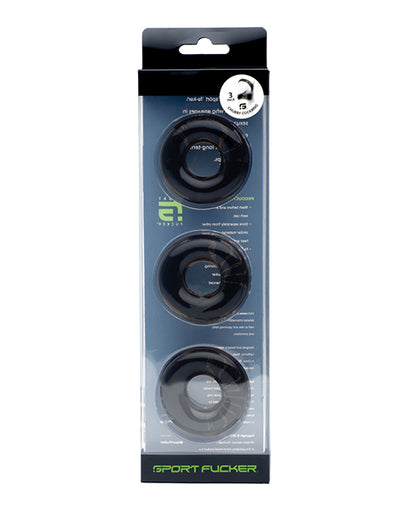 665, Inc. Sport Fucker Chubby Cockring Pack of 3, Smoke