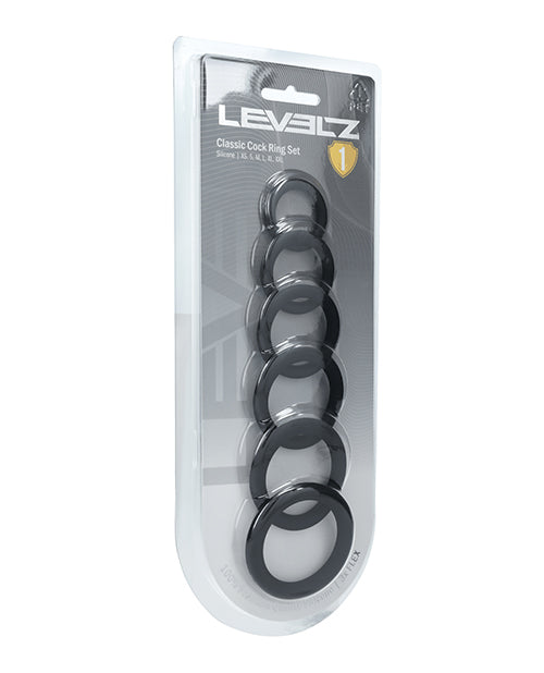 Shots America LLC LV01-0008BLK Levelz Classic Silicone Cock Ring Set of 6
