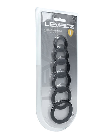 Shots America LLC LV01-0008BLK Levelz Classic Silicone Cock Ring Set of 6