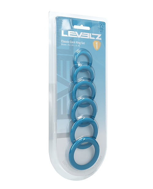 Shots America LLC LVL01-0008TEA Levelz Silicone Cock Ring Set, 6pc, Teal