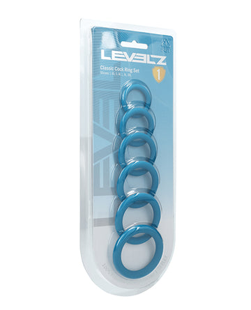 Shots America LLC LVL01-0008TEA Levelz Silicone Cock Ring Set, 6pc, Teal