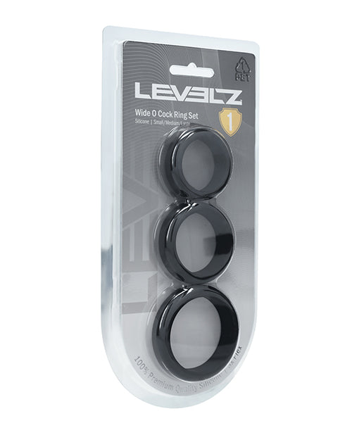 Shots America LLC Levelz Wide O Silicone Cock Ring Set, 3pk, Black
