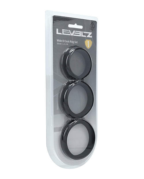 Shots LVL01-0015BLK Levelz Wide O Silicone Rings, Set of 3, 42mm 50mm 55mm Black