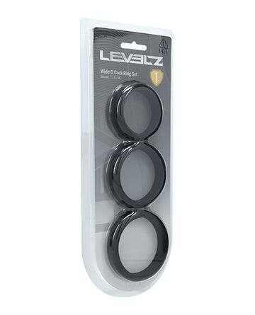 Shots LVL01-0015BLK Levelz Wide O Silicone Rings, Set of 3, 42mm 50mm 55mm Black