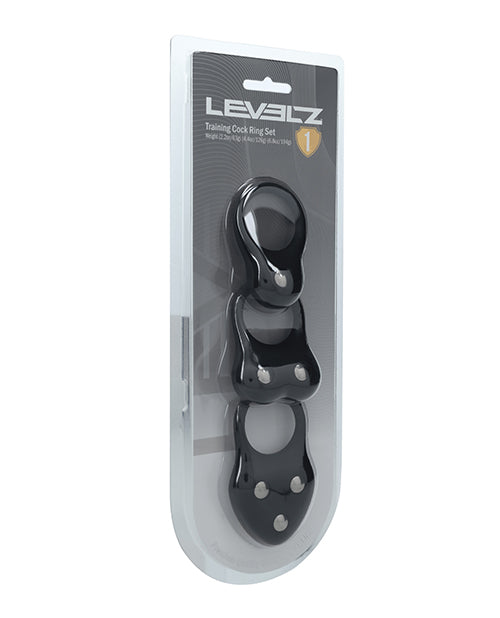 Shots America Levelz Silicone Cock Ring Set, 3-Pack Black