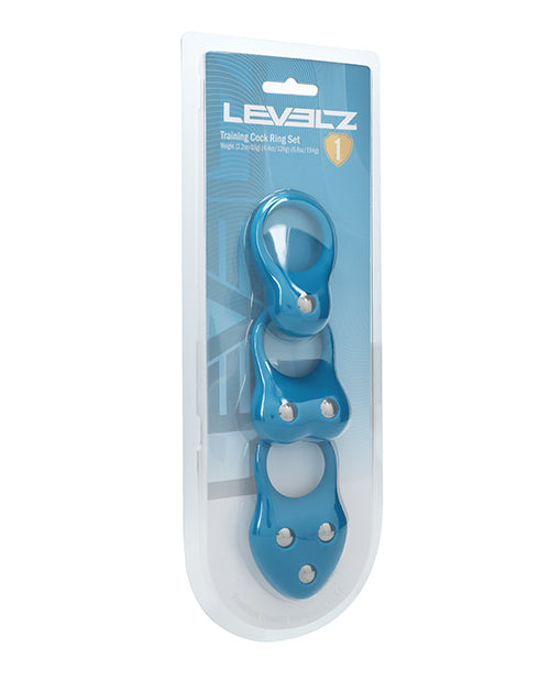 Shots America LEVELZ Silicone Training Cock Ring, Set of 3, Teal