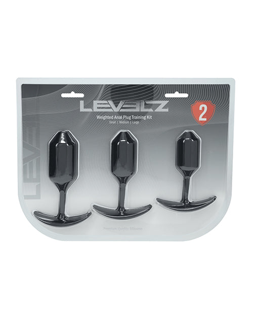 Shots America LLC LVL02-0005BLK Silicone Weighted Anal Plug Training Kit, Black