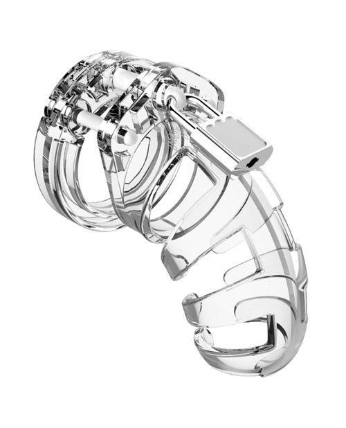 Shots Man Cage Chastity Device, Model 2 – Clear Polycarbonate (9cm)