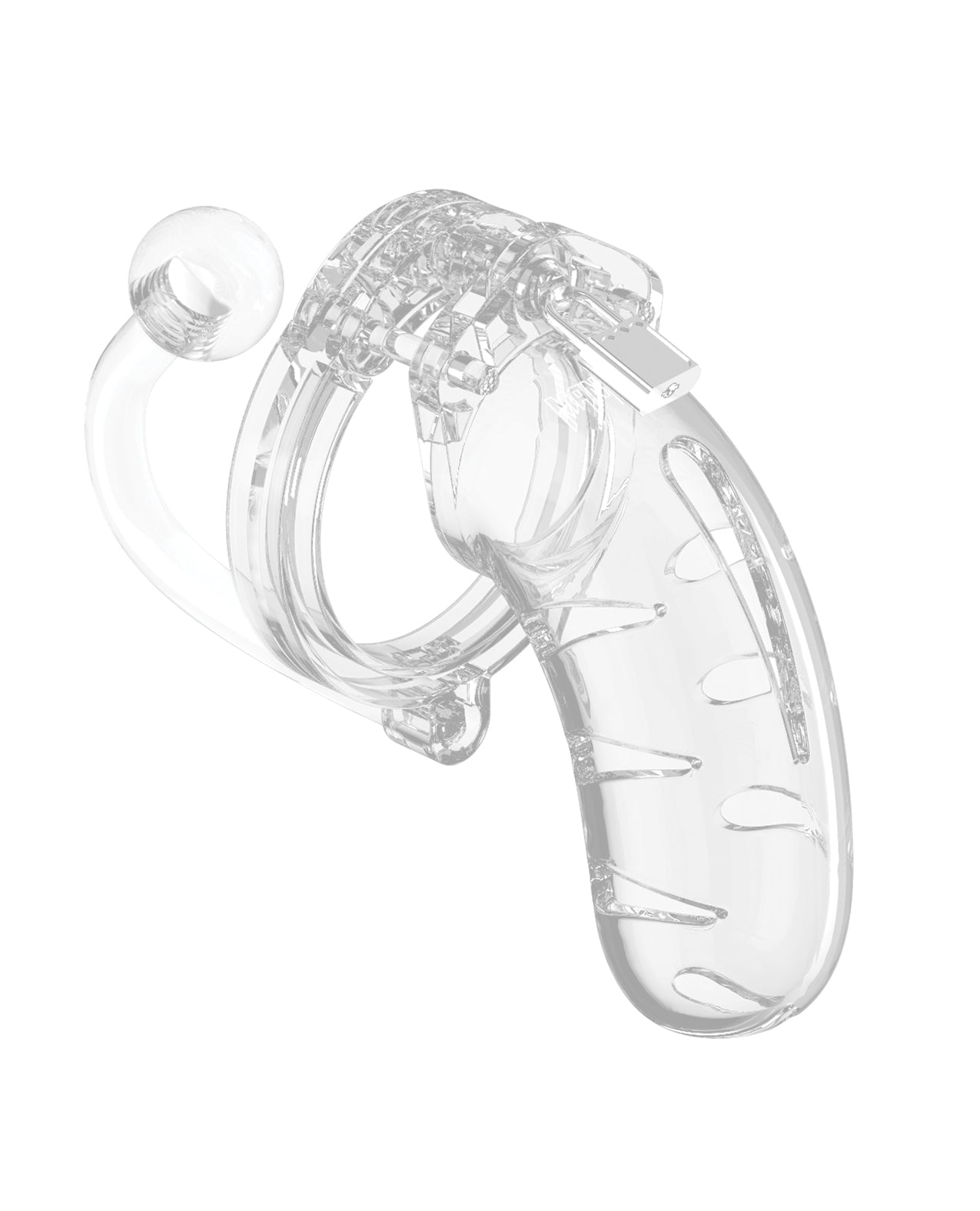 Shots Man|Cage Chastity Device, 4.5" Cock Cage with Plug – Clear