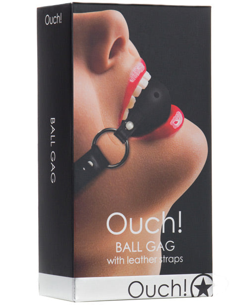 Shots America OU047BLK Shots Ouch Ball Gag, Black Leather