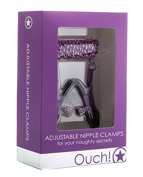 Shots America LLC OU077PUR Shots Ouch Adjustable Nipple Clamps w/Chain, Purple