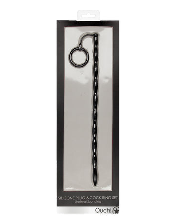 Shots America LLC OU438BLK Urethral Sounding & Cock Ring Set, 30cm