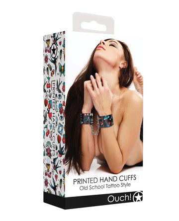 Shots America LLC OU446BLK Old School Tattoo Style Hand Cuffs - Black