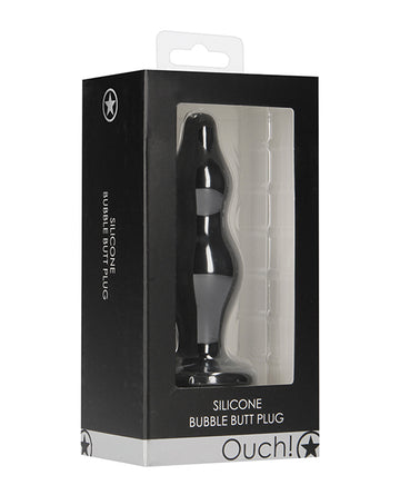Shots America LLC OU498BLK Shots Ouch Bubble Butt Plug, Black Silicone
