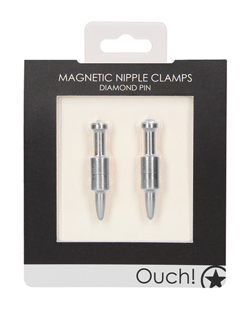 Shots America Ouch Pin Magnetic Nipple Clamps, Silver Aluminum