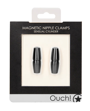 Shots Ouch Sensual Cylinder Magnetic Nipple Clamps, Black