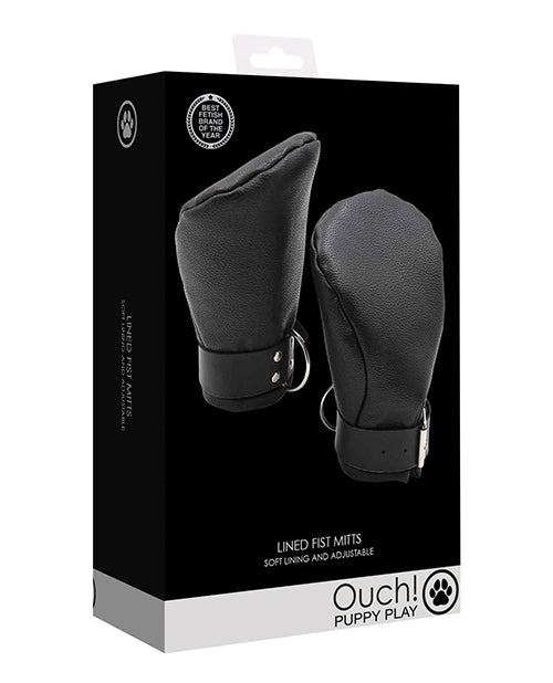 Shots Ouch Puppy Play Lined Fist Mitts, Black – Neoprene-Lined for Comfort