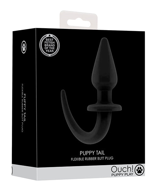 Shots Ouch Puppy Play Tail Butt Plug, Black TPE