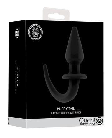 Shots Ouch Puppy Play Tail Butt Plug, Black TPE