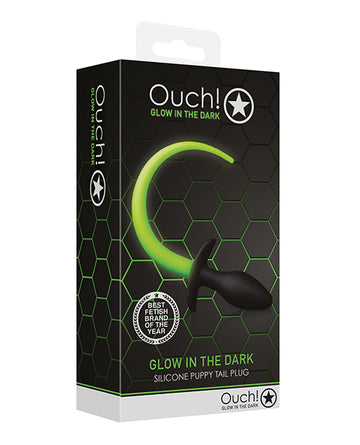 Shots America LLC Ouch! Puppy Tail Plug, Glow in the Dark Silicone