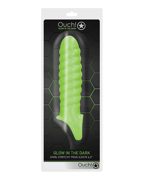 Shots America LLC OU741GLO Ouch Swirl Stretchy Penis Sleeve, Glow in the Dark