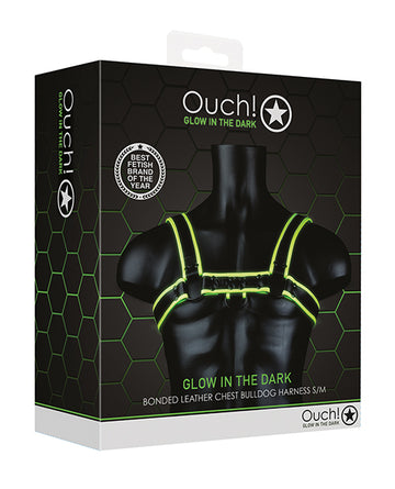 Shots Ouch Chest Bulldog Harness, Glow in the Dark