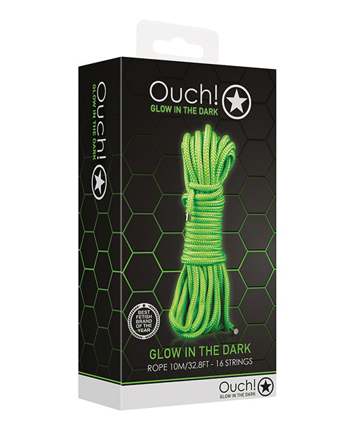 Shots Ouch! Glow in the Dark Bondage Rope, 10m Neon Green