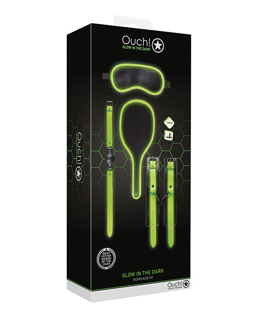 Shots America Ouch! Glow in the Dark Bondage Kit, Neon Green