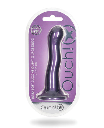 Shots Ouch! Ultra Soft Curvy G-Spot Dildo, 7-Inch Metallic Purple