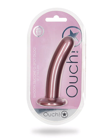 Shots Ouch! Smooth Silicone G-Spot Dildo, 6-Inch – Rose Gold
