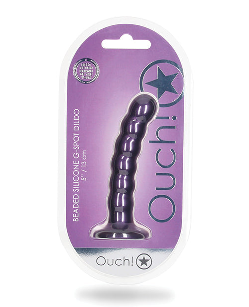 Shots Ouch! Beaded G-Spot Dildo, 5 Inch – Metallic Purple, Phthalate-Free
