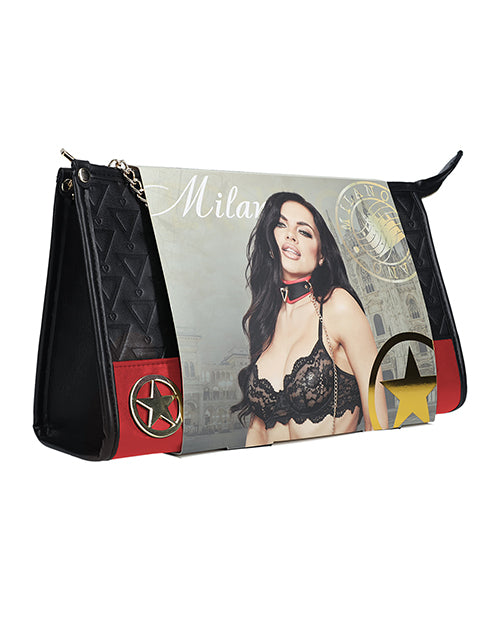 Shots Ouch! Milan Collection Bondage Kit with Bag, Black/Red