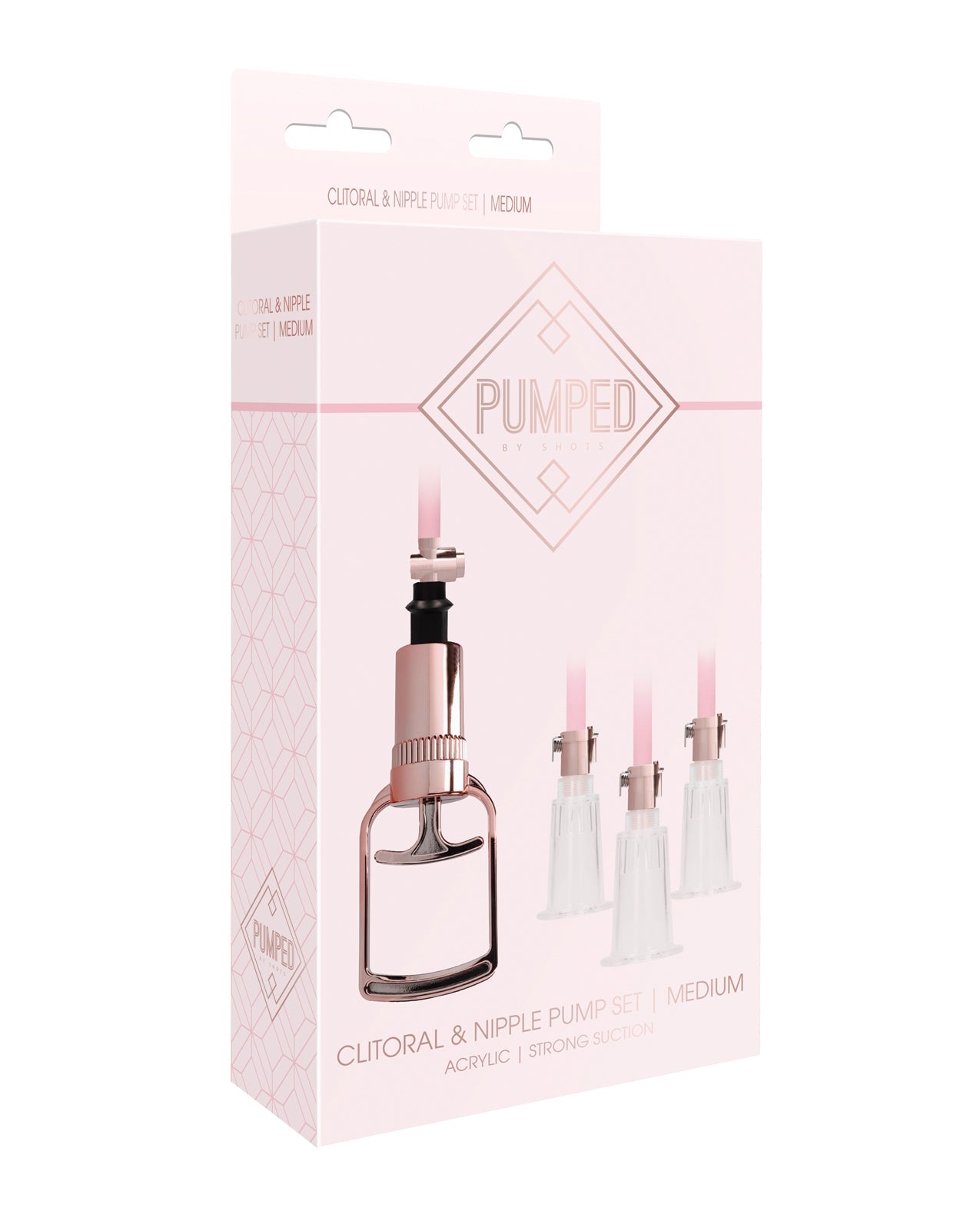 Shots Pumped Clitoral & Nipple Pump Set, Medium Rose Gold