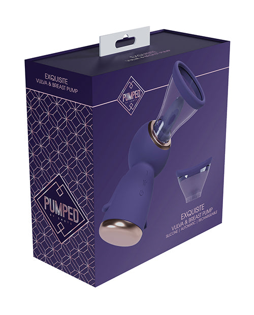 Shots Pumped Exquisite Rechargeable Vulva & Breast Pump, Purple – 13-Function