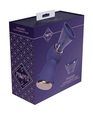 Shots Pumped Exquisite Rechargeable Vulva & Breast Pump, Purple – 13-Function