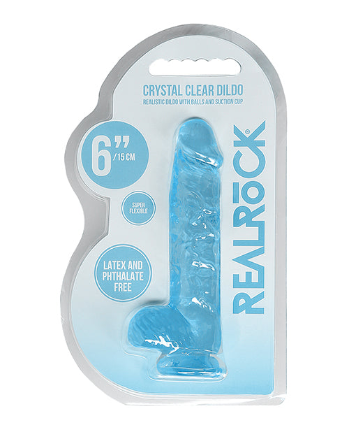 Shots America LLC REA090BLU RealRock Dildo w/Balls, 6.7" Blue TPE