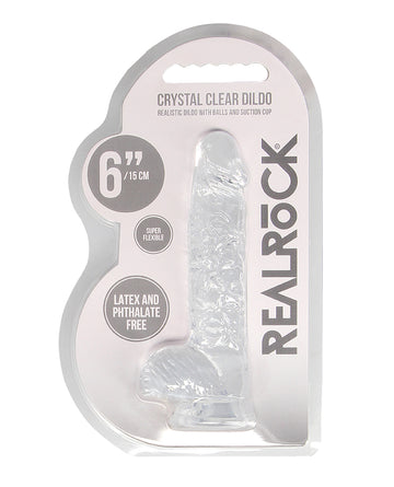 Shots America LLC REA090TRA RealRock Realistic Dildo, 6" Tall, Clear, Veined