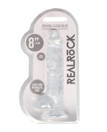 Shots America LLC REA092TRA RealRock Crystal Clear Dildo w/Balls, 8.3-Inch Tall