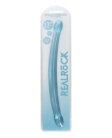 Shots America LLC REA112BLU RealRock Crystal Clear 17" Double Dildo, Blue