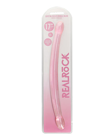 Shots REA112PNK RealRock Crystal Clear 17" Double Dildo, Pink, TPE