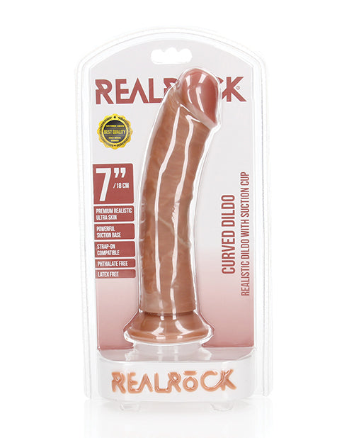 Shots America REA117TAN RealRock Realistic Curved Dildo, 7 Inch, Tan