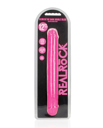 Shots America LLC REA148GLOPNK RealRock 11.8" Glow Dildo, Neon Pink